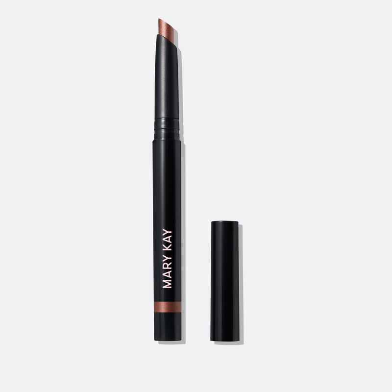 The Shimmer Eye Shadow Stick in shade Radiant Bronze stands on a white background with the cap off, clearly showing the slanted tip and shade.