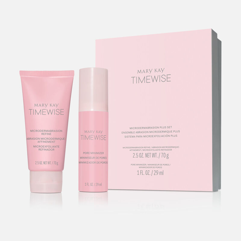 MaryKay TimeWise Microdermabrasion Plus Set shot straight on in front of a light gray background